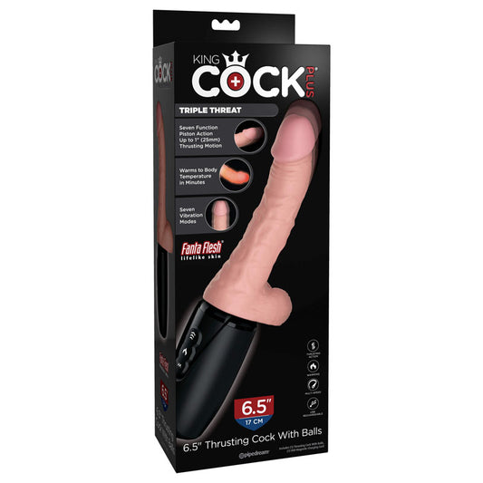 King Cock Plus 6.5'' Thrusting Cock With Balls Flesh 16.5 Cm Thrusting Dong