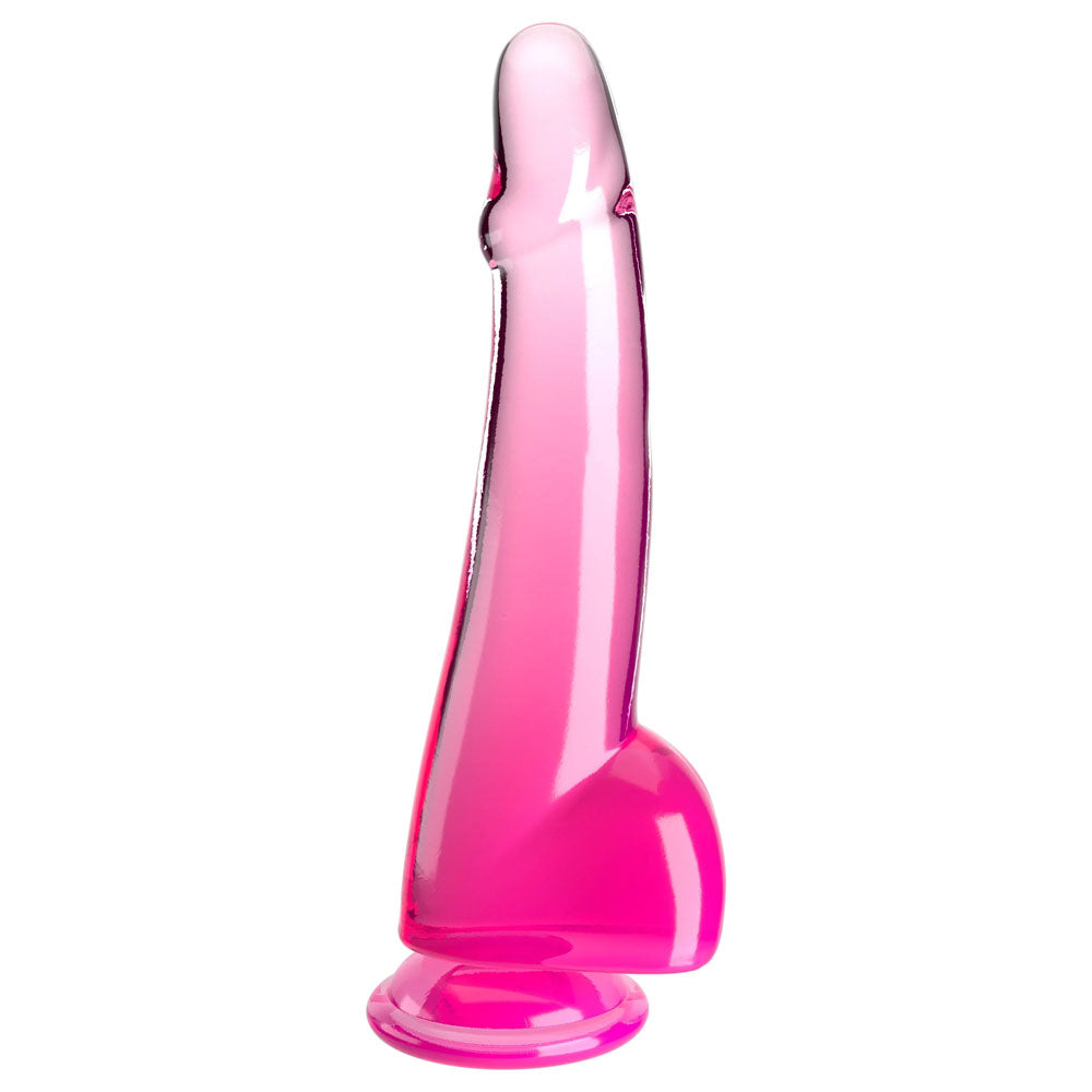 King Cock Clear 10'' Cock With Balls Pink Pink 25 Cm Dong