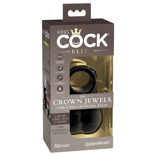 King Cock Elite The Crown Jewels Vibrating Silicone Balls Black Usb Rechargeable Vibrating Cock Ring