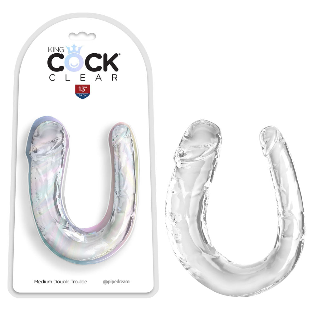 King Cock Clear Medium Double Trouble Clear Medium Double Penetration Dong