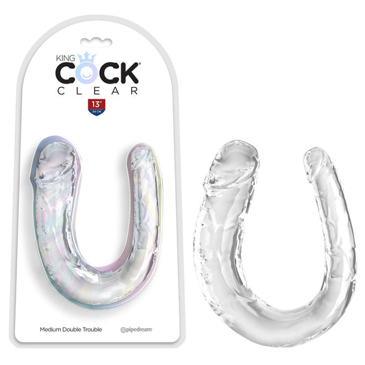 King Cock Clear Medium Double Trouble Clear Medium Double Penetration Dong