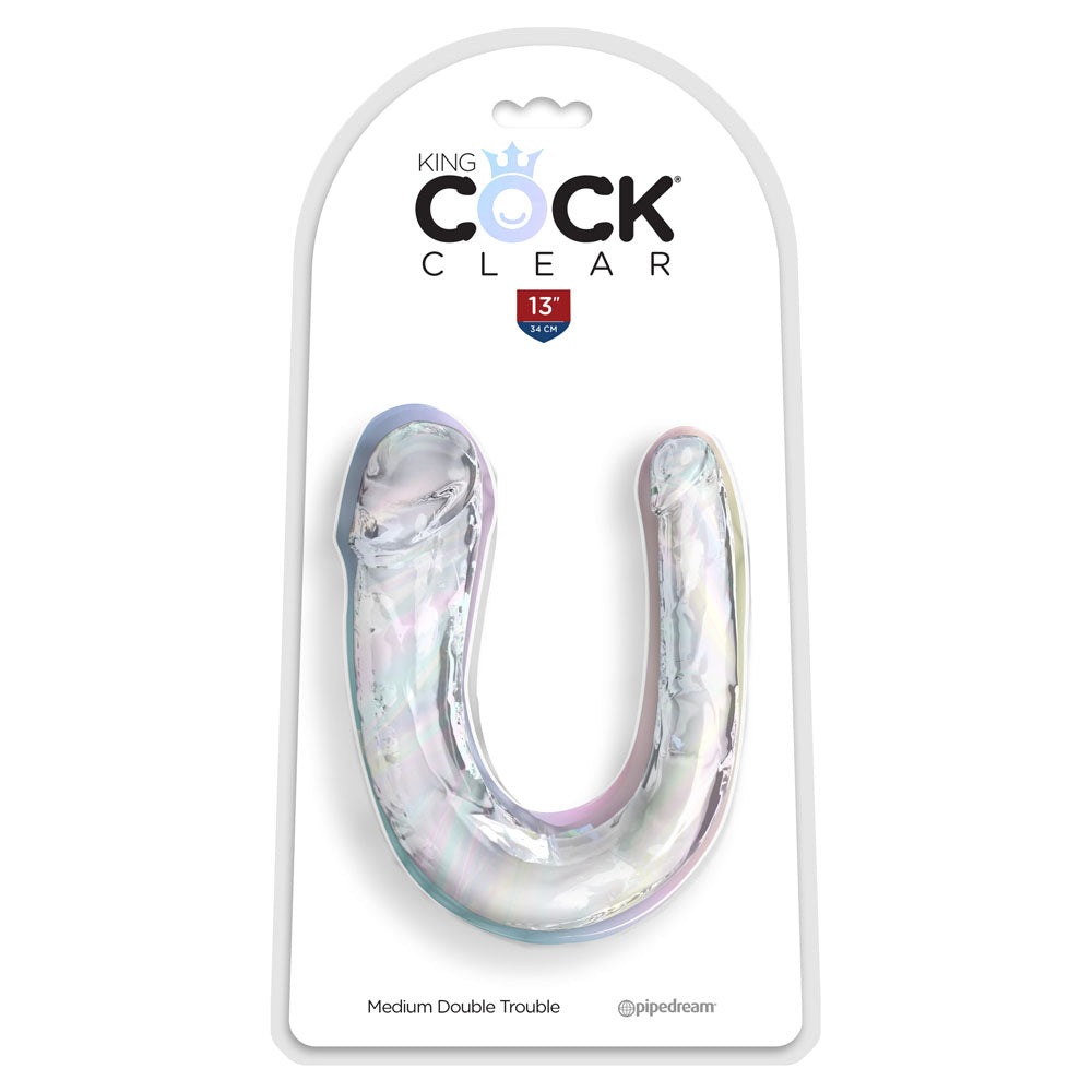 King Cock Clear Medium Double Trouble Clear Medium Double Penetration Dong