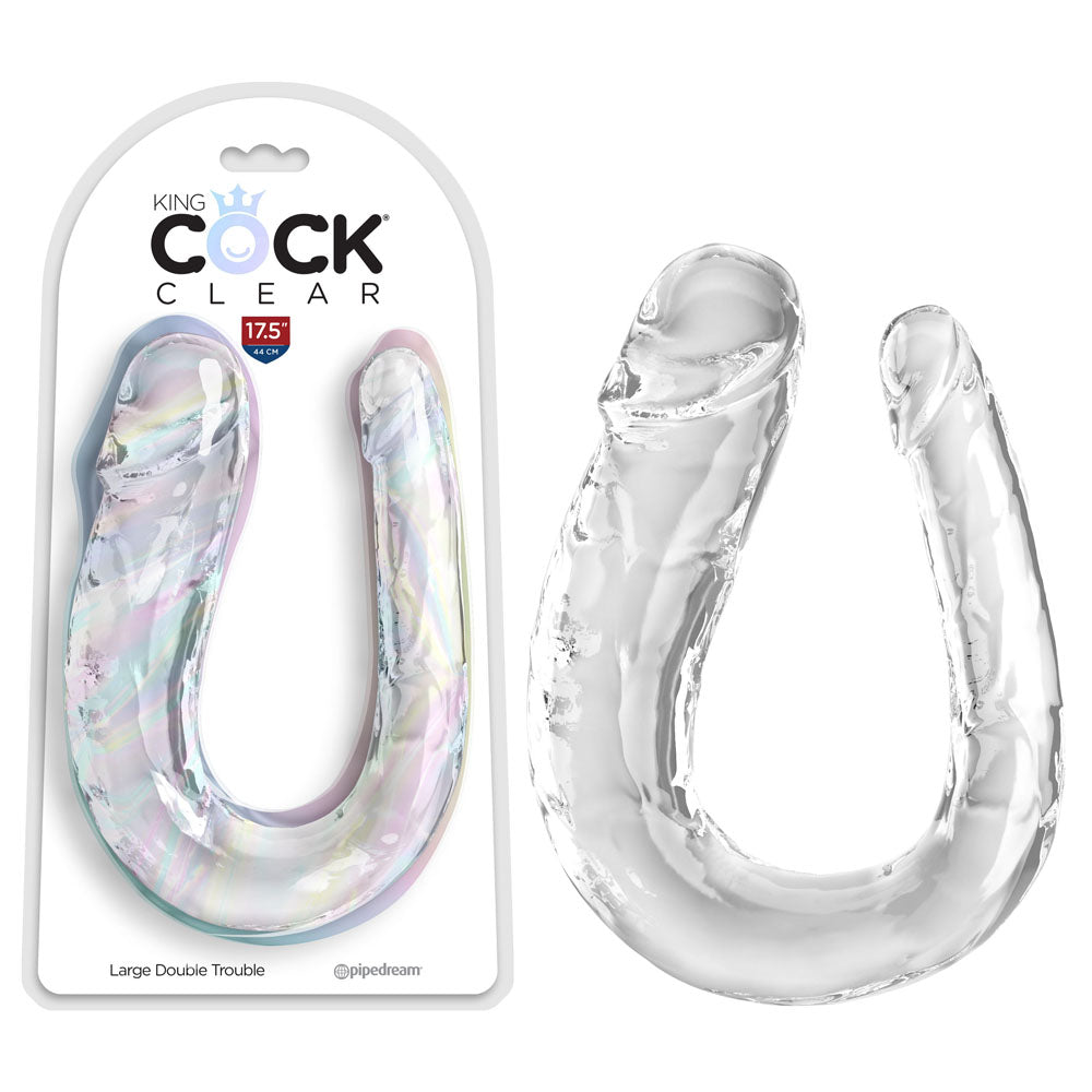 King Cock Clear Large Double Trouble Clear Large Double Penetration Dong