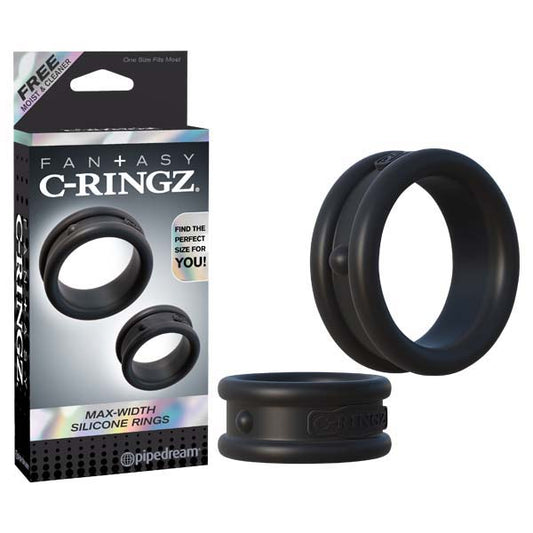 Fantasy C Ringz Max Width Silicone Rings Black Cock Rings Set Of 2