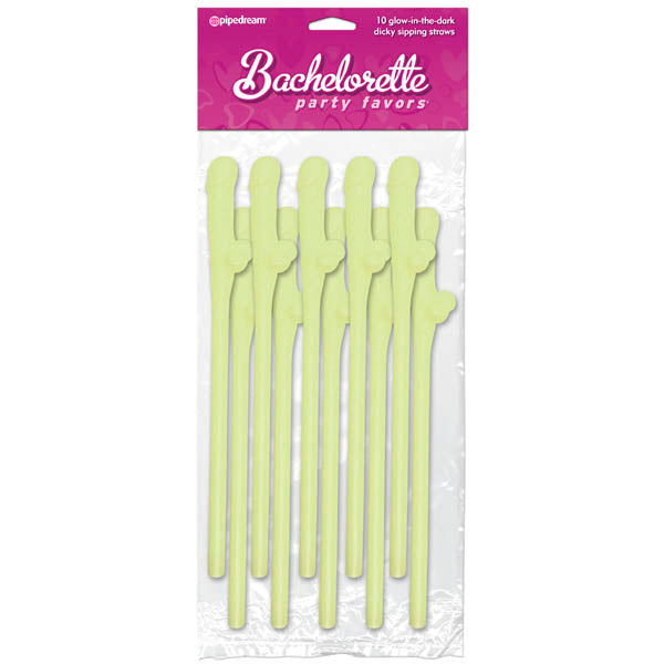 Bachelorette Party Favors Dicky Sipping Straws Glow In The Dark Straws Set Of 10
