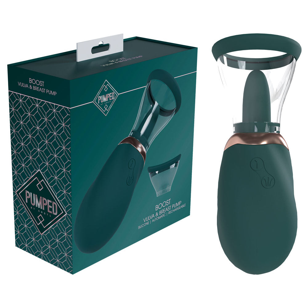 Pumped Boost Auto Vulva & Brest Pump Green Green Usb Rechargeable Ladies Pump