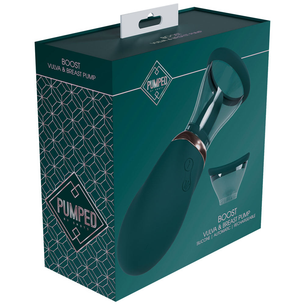 Pumped Boost Auto Vulva & Brest Pump Green Green Usb Rechargeable Ladies Pump