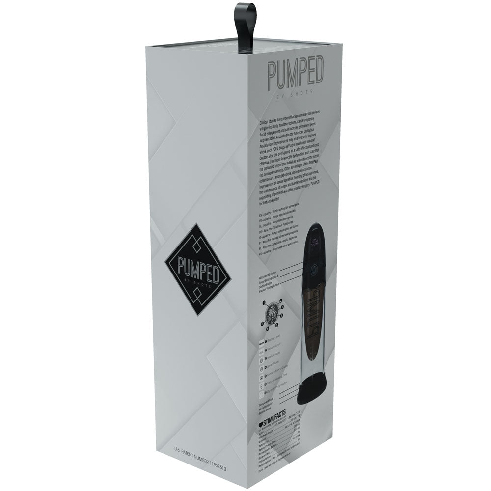 Pumped Aqua Pro Auto Pump Black Black/Clear Usb Rechargeable Ai Enabled Submersible Auto Penis Pump
