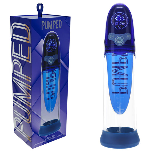 Pumped Aqua Pro Auto Pump Blue Blue/Clear Usb Rechargeable Ai Enabled Submersible Auto Penis Pump