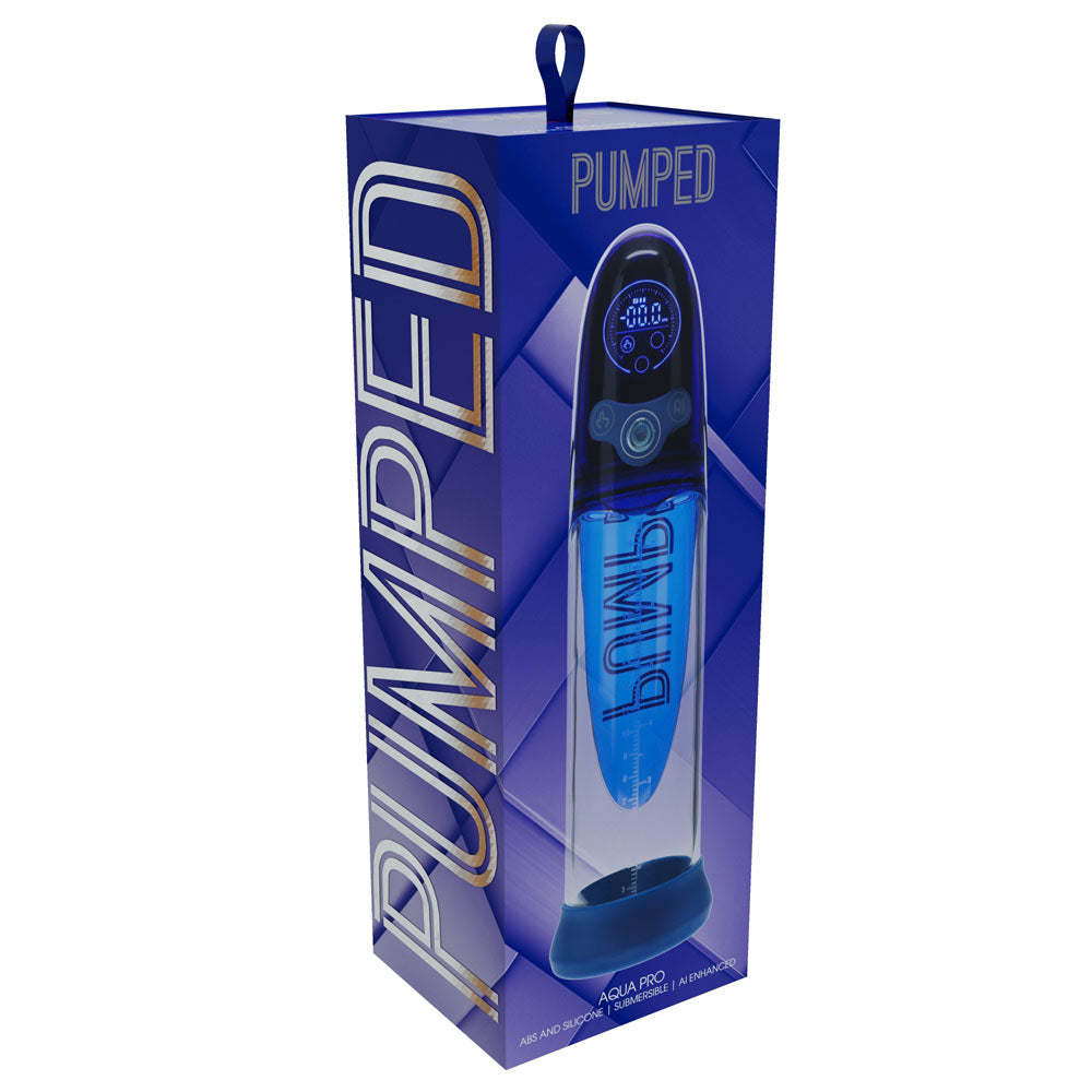 Pumped Aqua Pro Auto Pump Blue Blue/Clear Usb Rechargeable Ai Enabled Submersible Auto Penis Pump