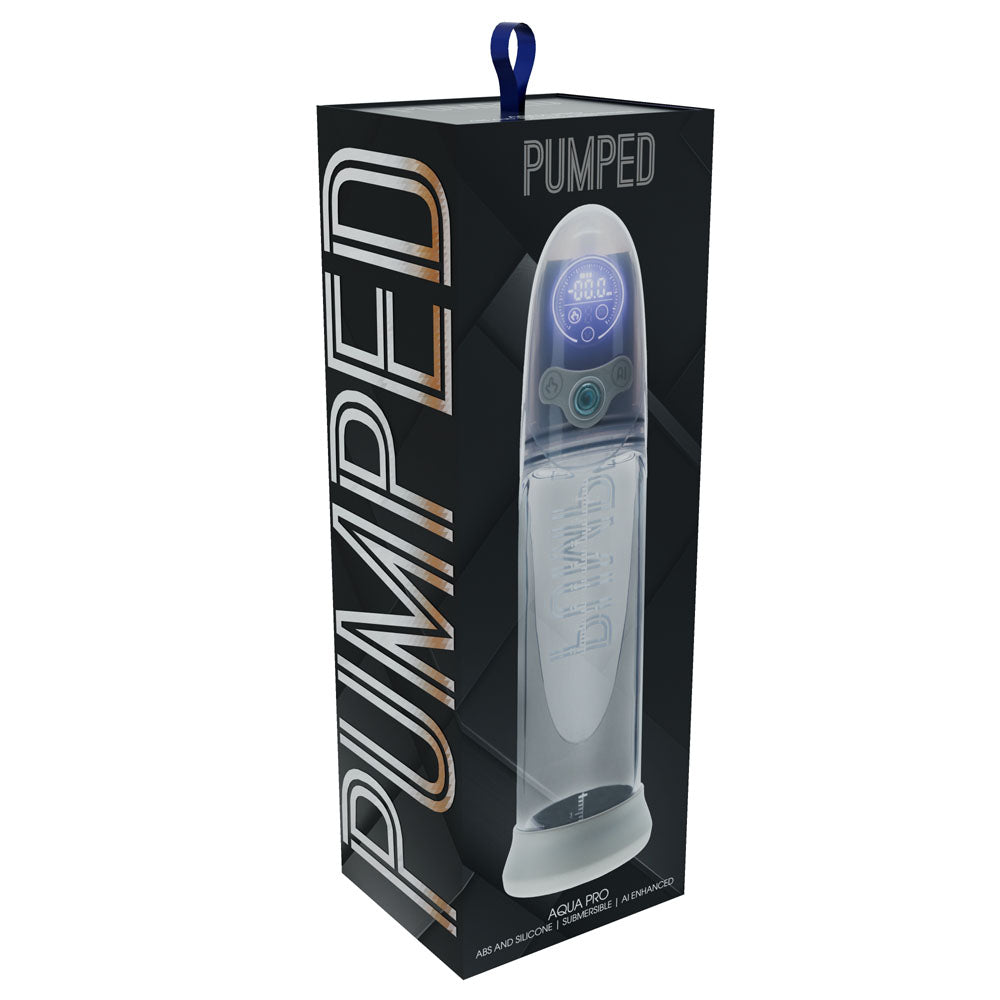 Pumped Aqua Pro Auto Pump Grey Grey/Clear Usb Rechargeable Ai Enabled Submersible Auto Penis Pump