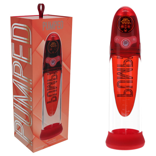 Pumped Aqua Pro Auto Pump Red Red/Clear Usb Rechargeable Ai Enabled Submersible Auto Penis Pump