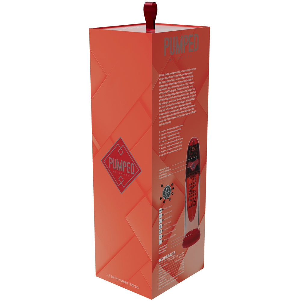 Pumped Aqua Pro Auto Pump Red Red/Clear Usb Rechargeable Ai Enabled Submersible Auto Penis Pump