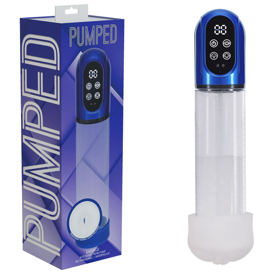 Pumped Engage Automatic Penis Pump Blue Metallic Blue Usb Rechargeable Auto Penis Pump