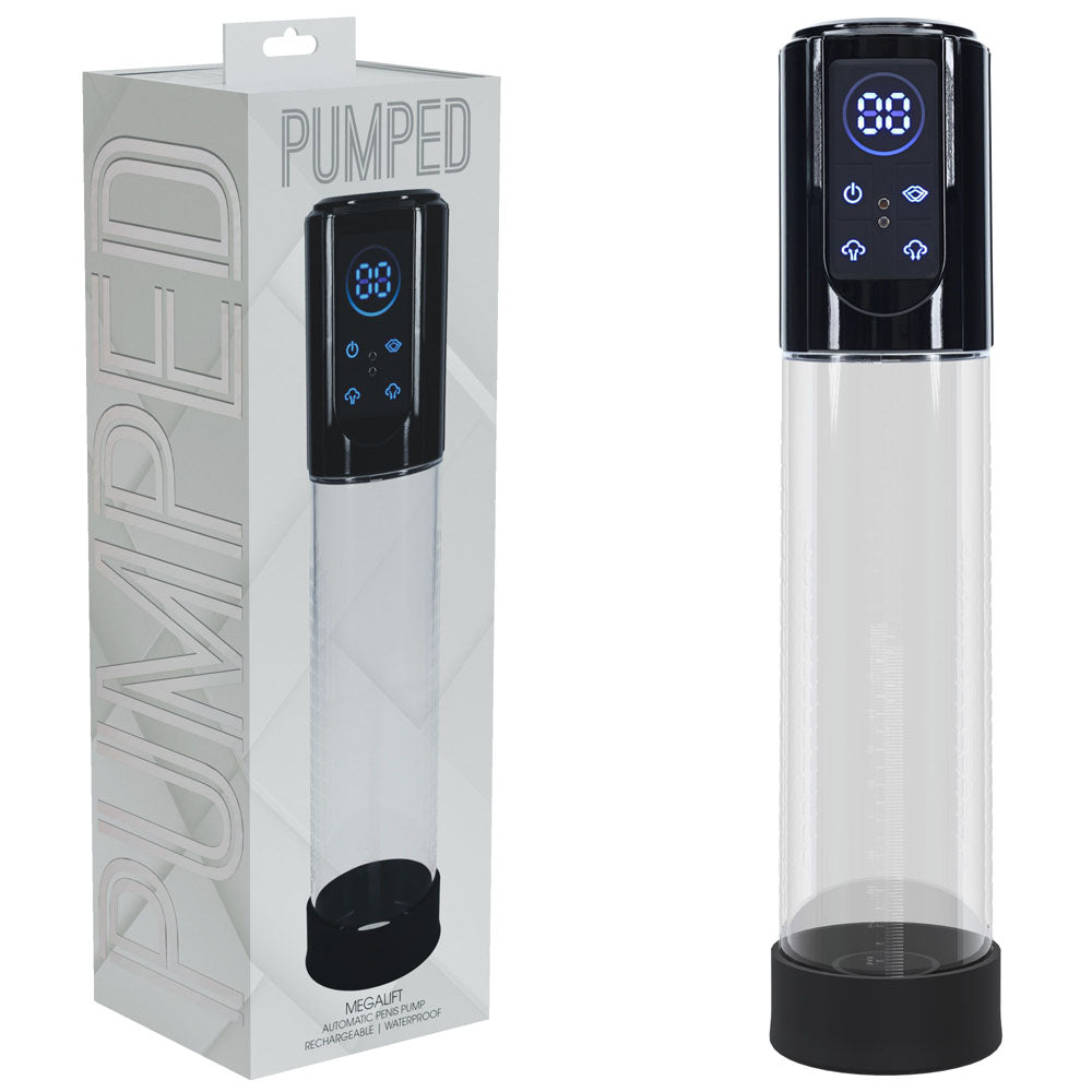 Pumped Mega Lift Automatic Penis Pump Black Black/Clear Usb Rechargeable Auto Penis Pump