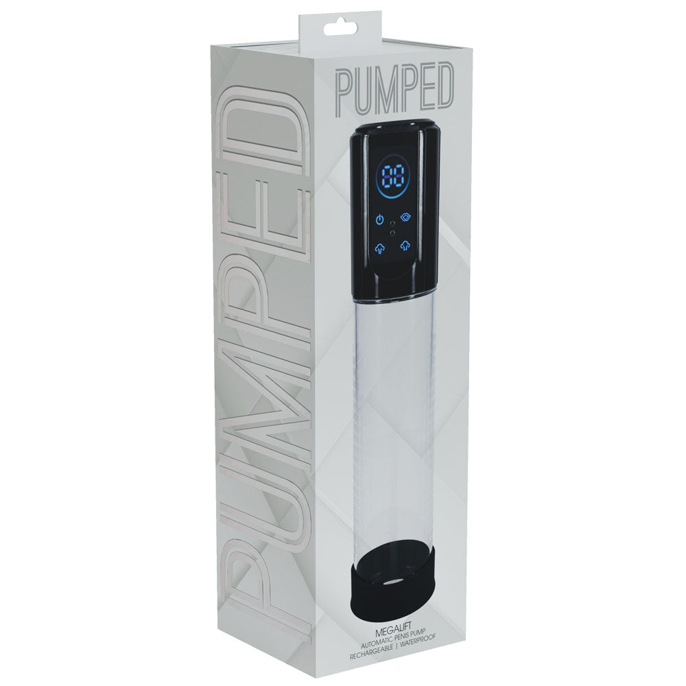 Pumped Mega Lift Automatic Penis Pump Black Black/Clear Usb Rechargeable Auto Penis Pump