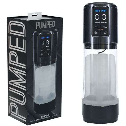 Pumped Ultra Lift Automatic Masturbator Gunmetal Grey/Clear Usb Rechargeable Auto Masturbator