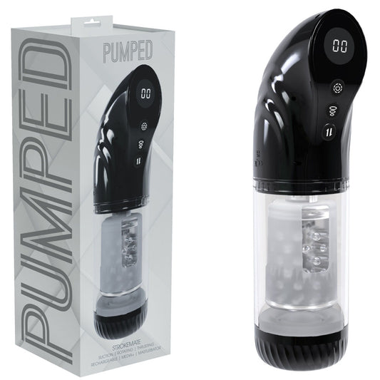 Pumped Strokemate Black/Clear Usb Rechargeable Sucking Rotating And Thrusting Auto Masturbator