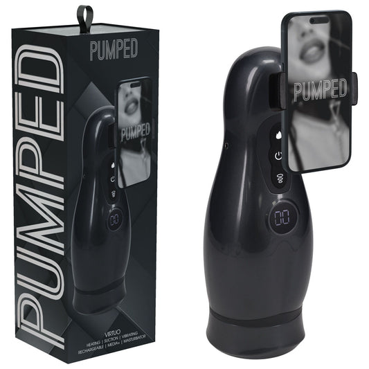 Pumped Virtuo Gunmetal Gunmetal Grey/Clear Usb Rechargeable Sucking And Vibrating Auto Masturbator