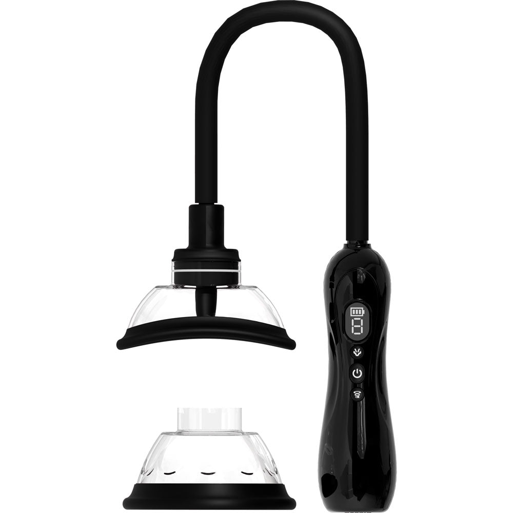 Pumped Vulva & Breast Pump With Tongue Stimulator Black Black Usb Rechargeable Ladies Pump Set