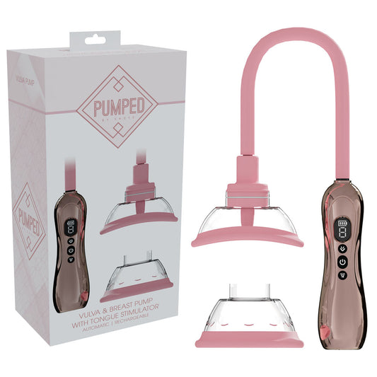 Pumped Vulva & Breast Pump With Tongue Stimulator Rose Gold Rose Gold Usb Rechargeable Ladies Pump Set