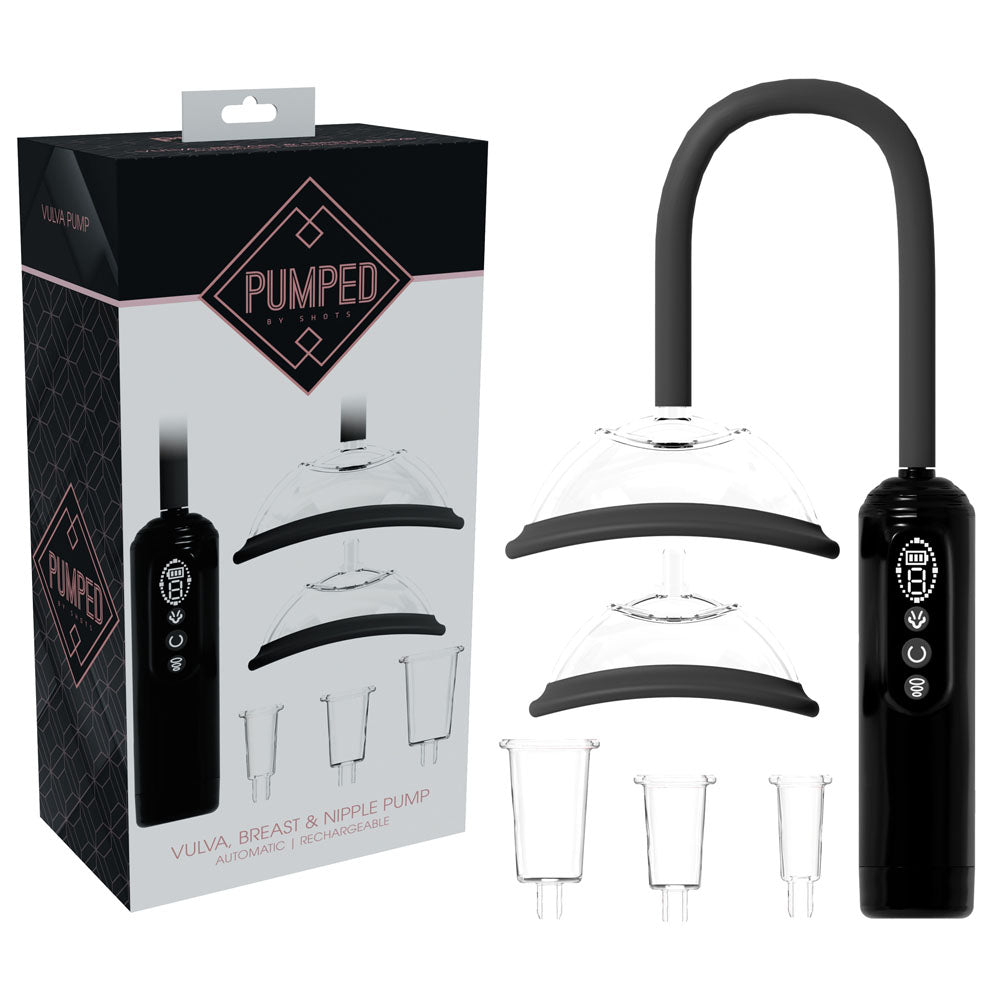Pumped Vulva, Breast & Nipple Pump Black Black Usb Rechargeable Ladies Pump Set