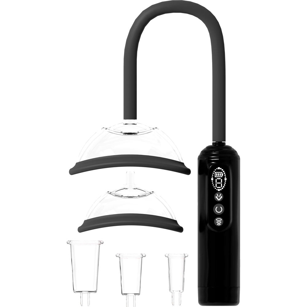 Pumped Vulva, Breast & Nipple Pump Black Black Usb Rechargeable Ladies Pump Set