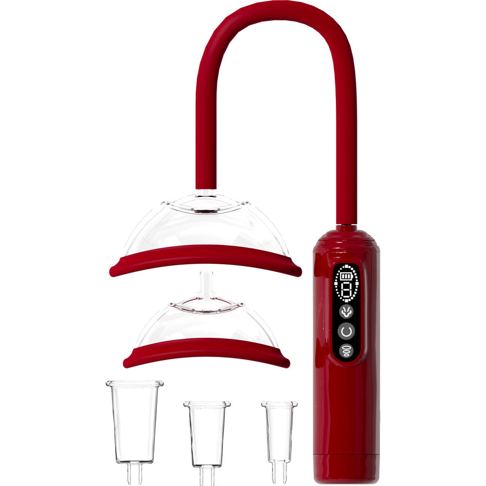 Pumped Vulva, Breast & Nipple Pump Red Red Usb Rechargeable Ladies Pump Set