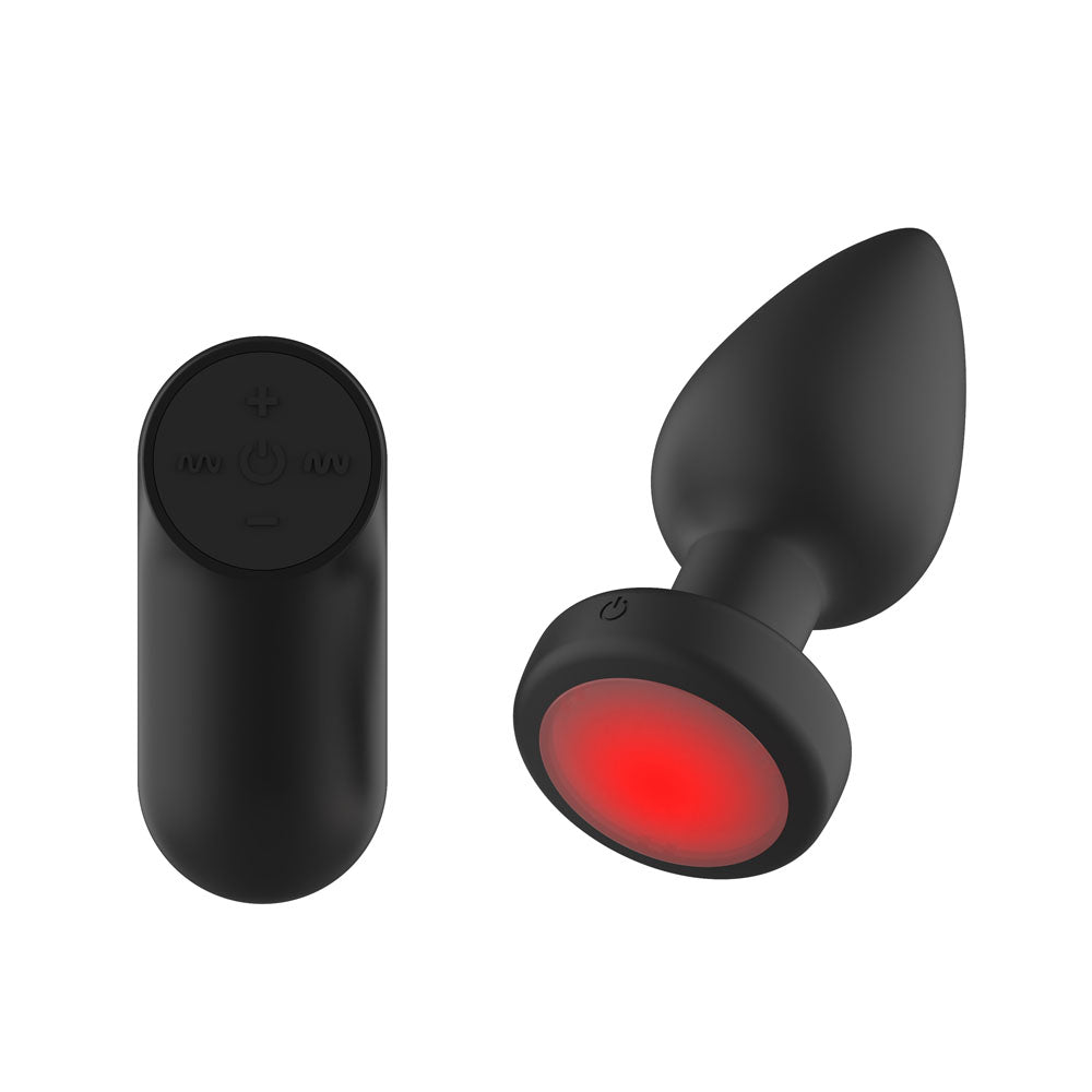 Passion Play Vibrating Butt Plug With Led Base M Black 10.4 Cm Usb Rechargeable Vibrating Butt Plug With Led Base And Wireless Remote