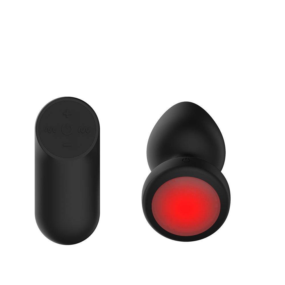 Passion Play Vibrating Butt Plug With Led Base M Black 10.4 Cm Usb Rechargeable Vibrating Butt Plug With Led Base And Wireless Remote