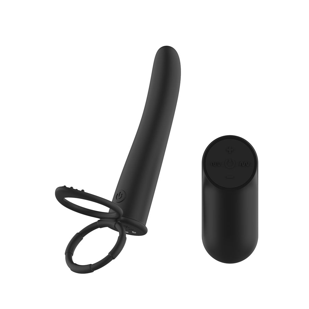 Passion Play Vibrating Double Penetrator With Remote Black Usb Rechargeable Vibrating Double Penetrator Cock Ring With Wireless Remote