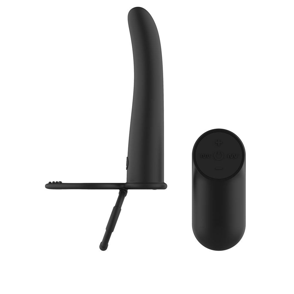 Passion Play Vibrating Double Penetrator With Remote Black Usb Rechargeable Vibrating Double Penetrator Cock Ring With Wireless Remote