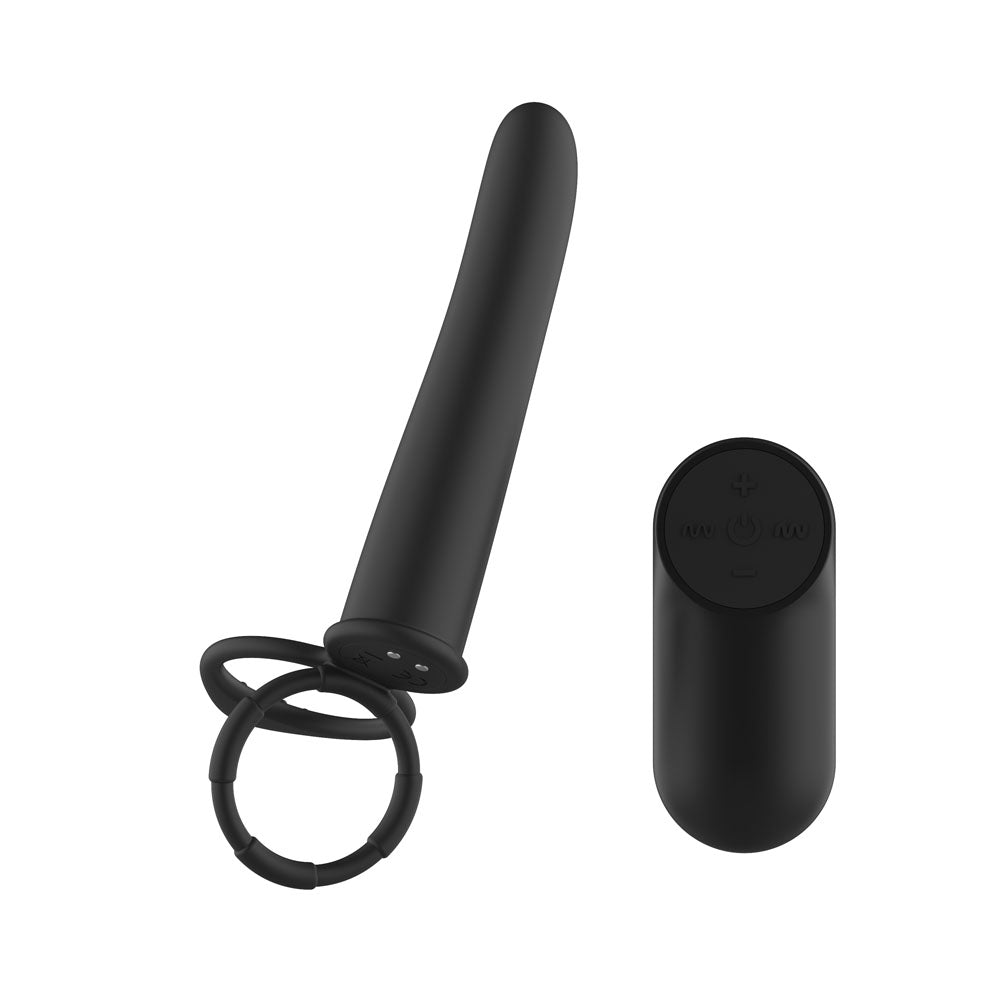 Passion Play Vibrating Double Penetrator With Remote Black Usb Rechargeable Vibrating Double Penetrator Cock Ring With Wireless Remote