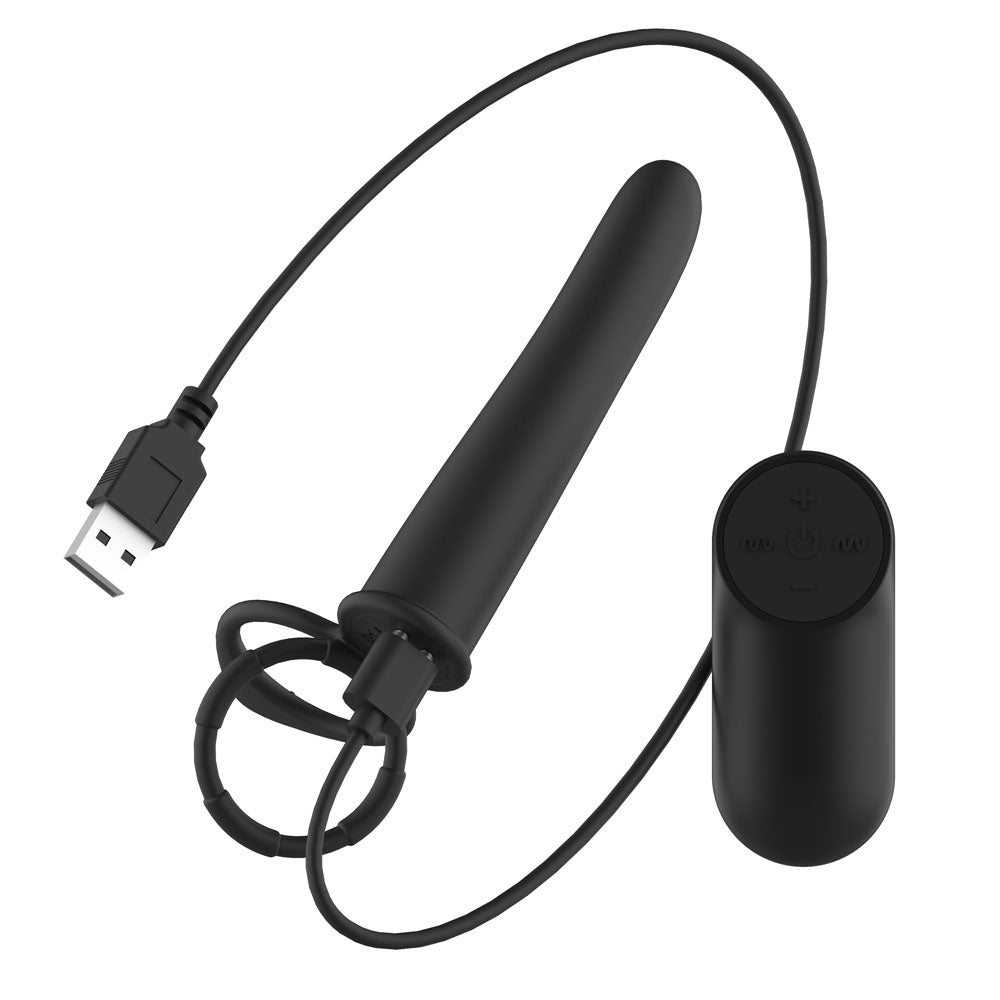 Passion Play Vibrating Double Penetrator With Remote Black Usb Rechargeable Vibrating Double Penetrator Cock Ring With Wireless Remote