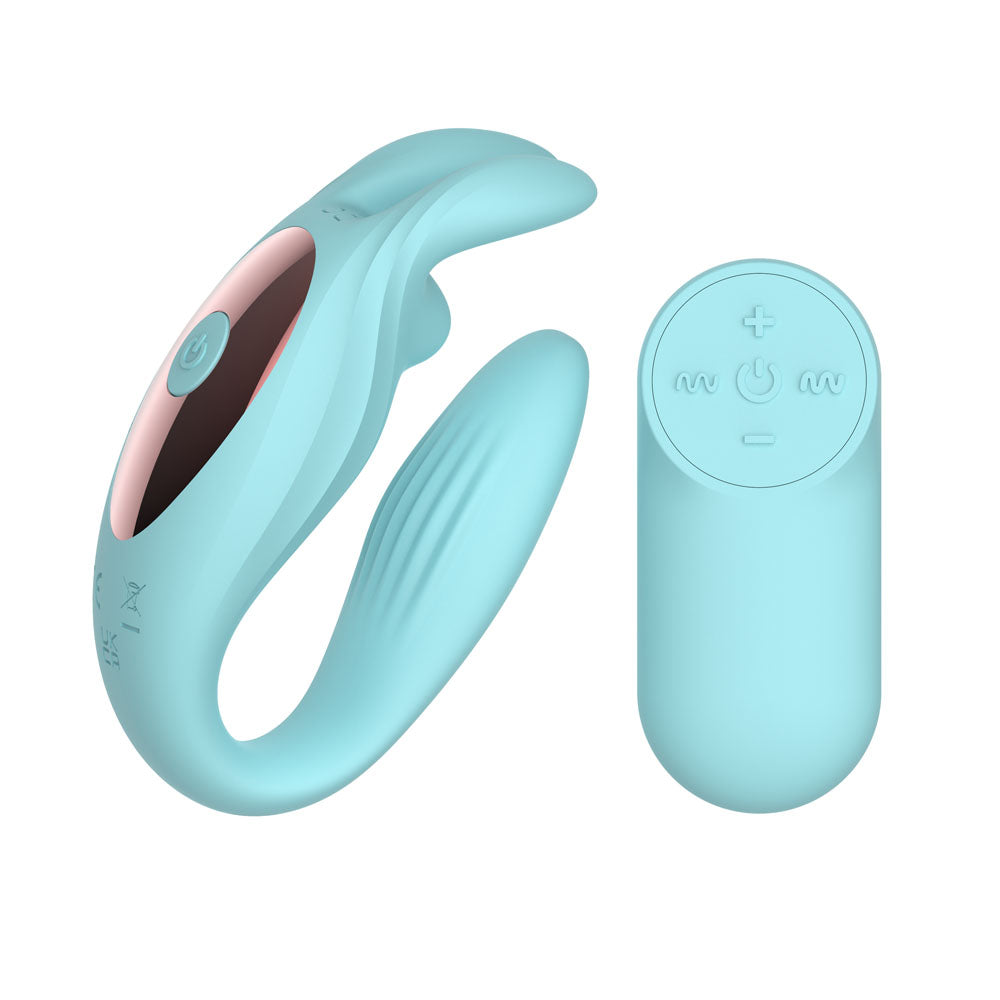 Passion Play Rabbit Couple Vibe With Remote Controller Blue Usb Rechargeable Couples Vibrator With Wireless Remote