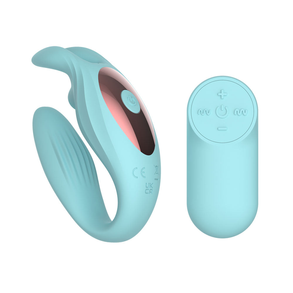 Passion Play Rabbit Couple Vibe With Remote Controller Blue Usb Rechargeable Couples Vibrator With Wireless Remote