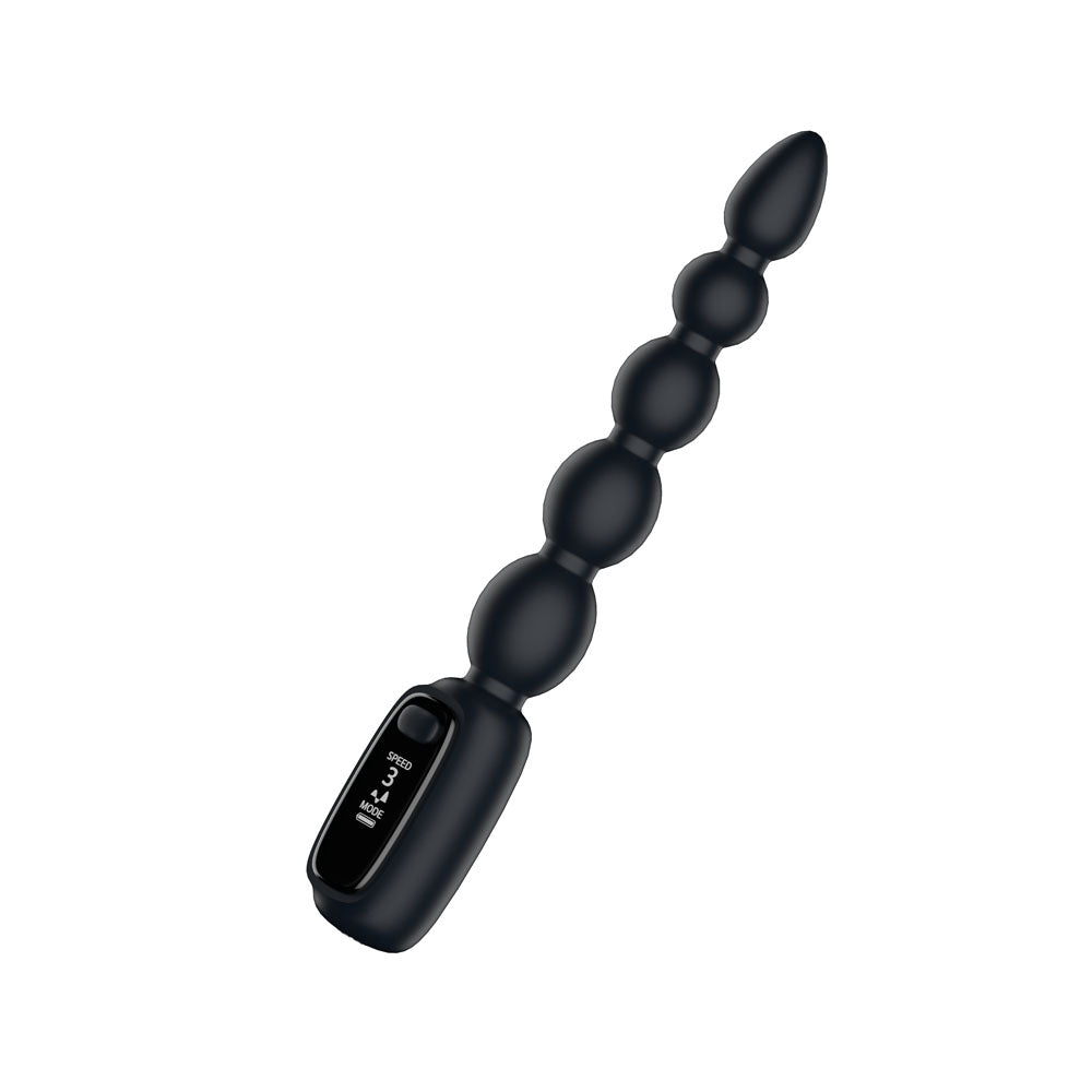 Passion Play Vibrating Anal Beads With Led Screen Black 23 Cm Usb Rechargeable Vibrating Anal Beads