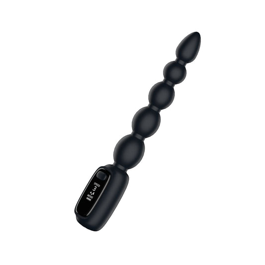Passion Play Vibrating Anal Beads With Led Screen Black 23 Cm Usb Rechargeable Vibrating Anal Beads