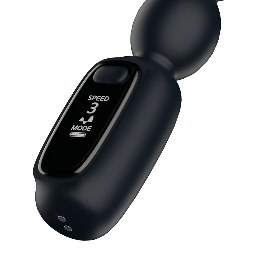 Passion Play Vibrating Anal Beads With Led Screen Black 23 Cm Usb Rechargeable Vibrating Anal Beads