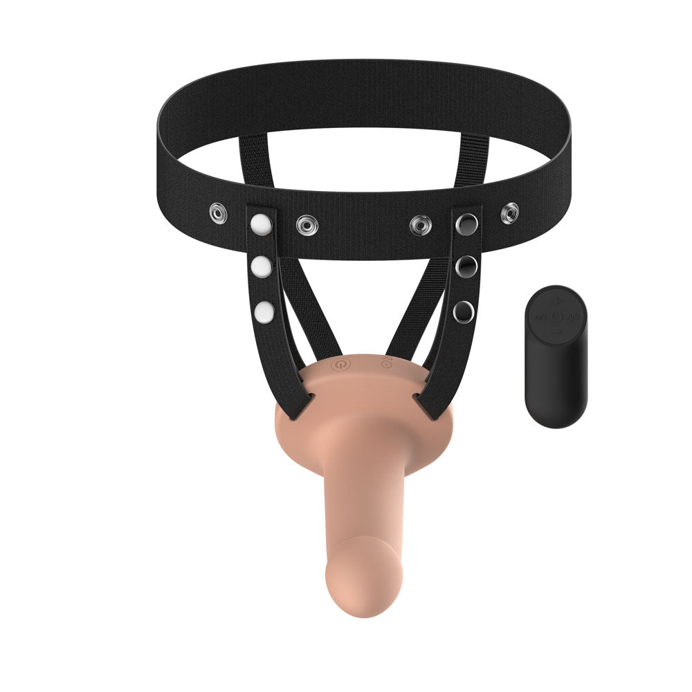 Passion Play Vibrating Smooth Hollow Strap On Flesh Flesh 15.5 Cm Usb Rechargeable Vibrating Hollow Strap On With Wireless Remote