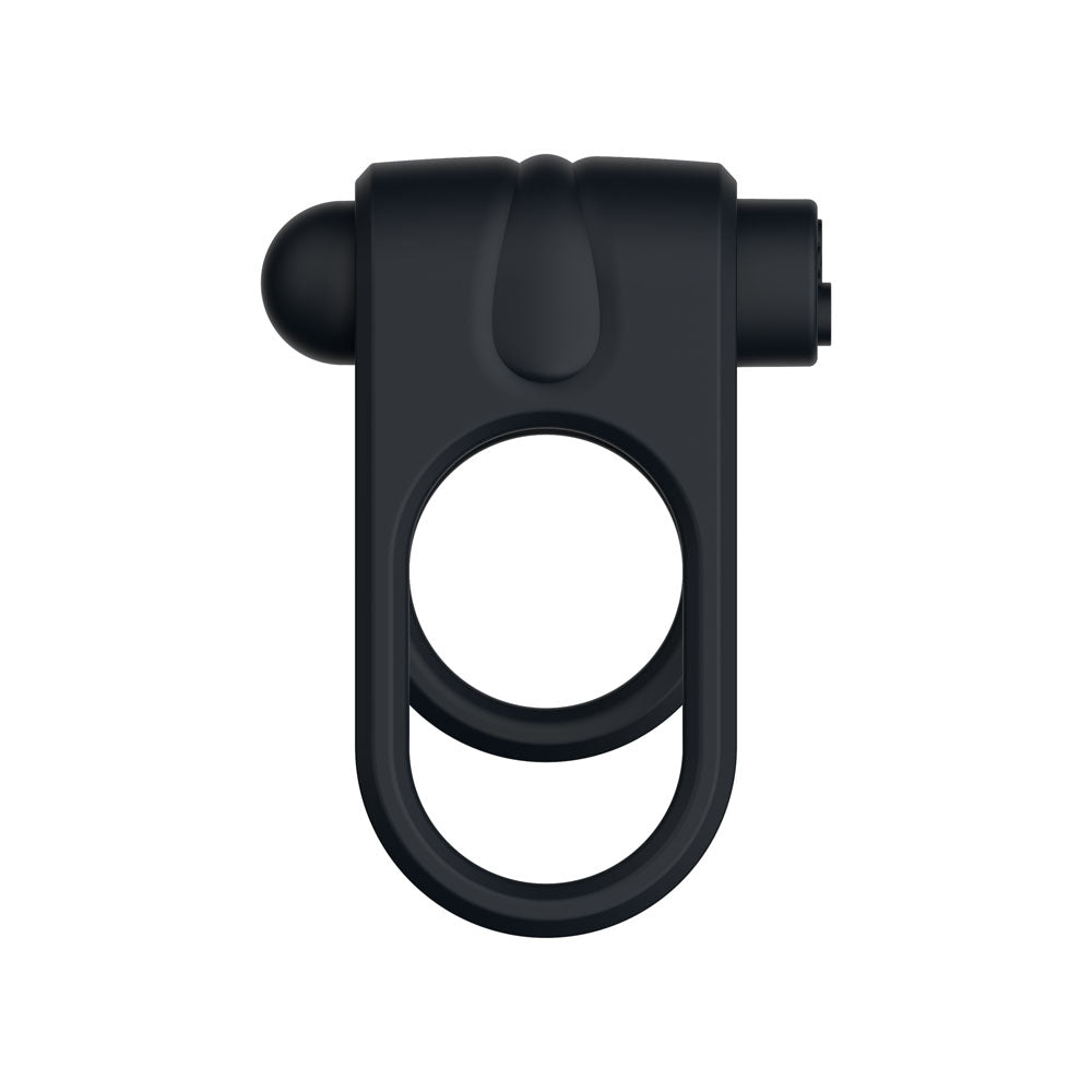 Passion Play Silicone Vibrating Dual Cockring Black Usb Rechargeable Cock & Balls Ring