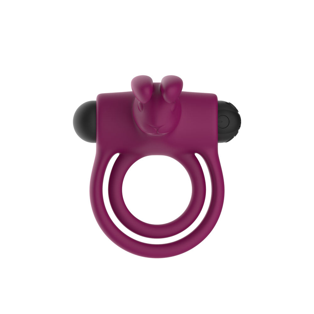Passion Play Silicone Rabbit Vibrating Cockring Purple Usb Rechargeable Vibrating Penis And Balls Ring