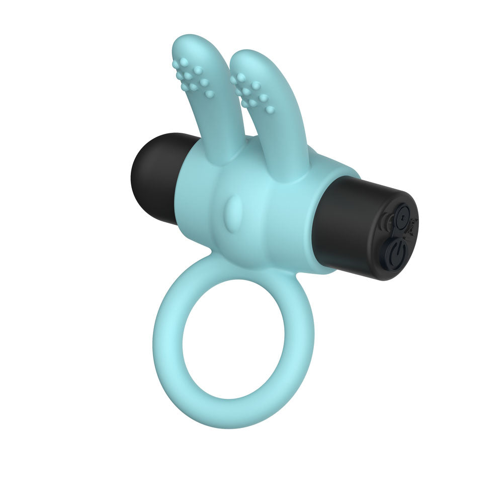 Passion Play Silicone Rabbit Vibrating Cockring Blue Blue Usb Rechargeable Vibrating Penis Ring
