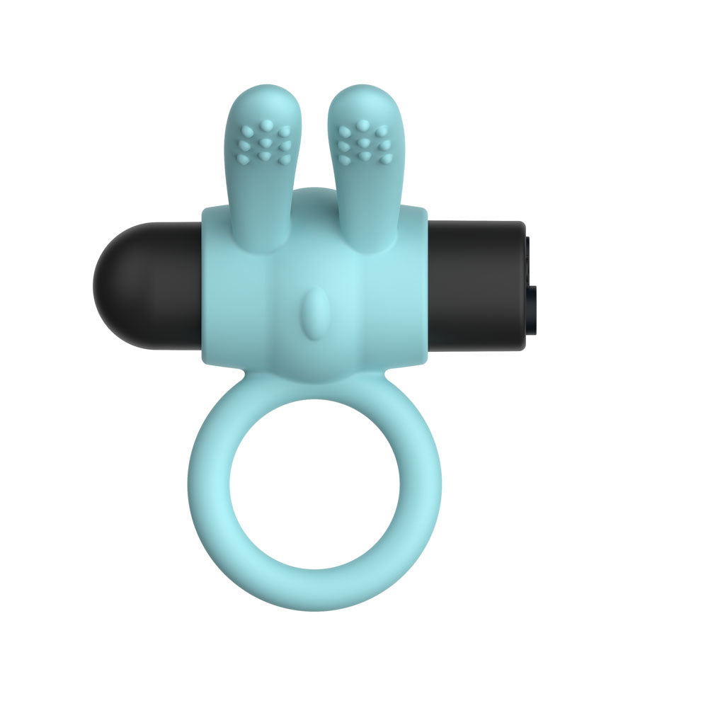 Passion Play Silicone Rabbit Vibrating Cockring Blue Blue Usb Rechargeable Vibrating Penis Ring