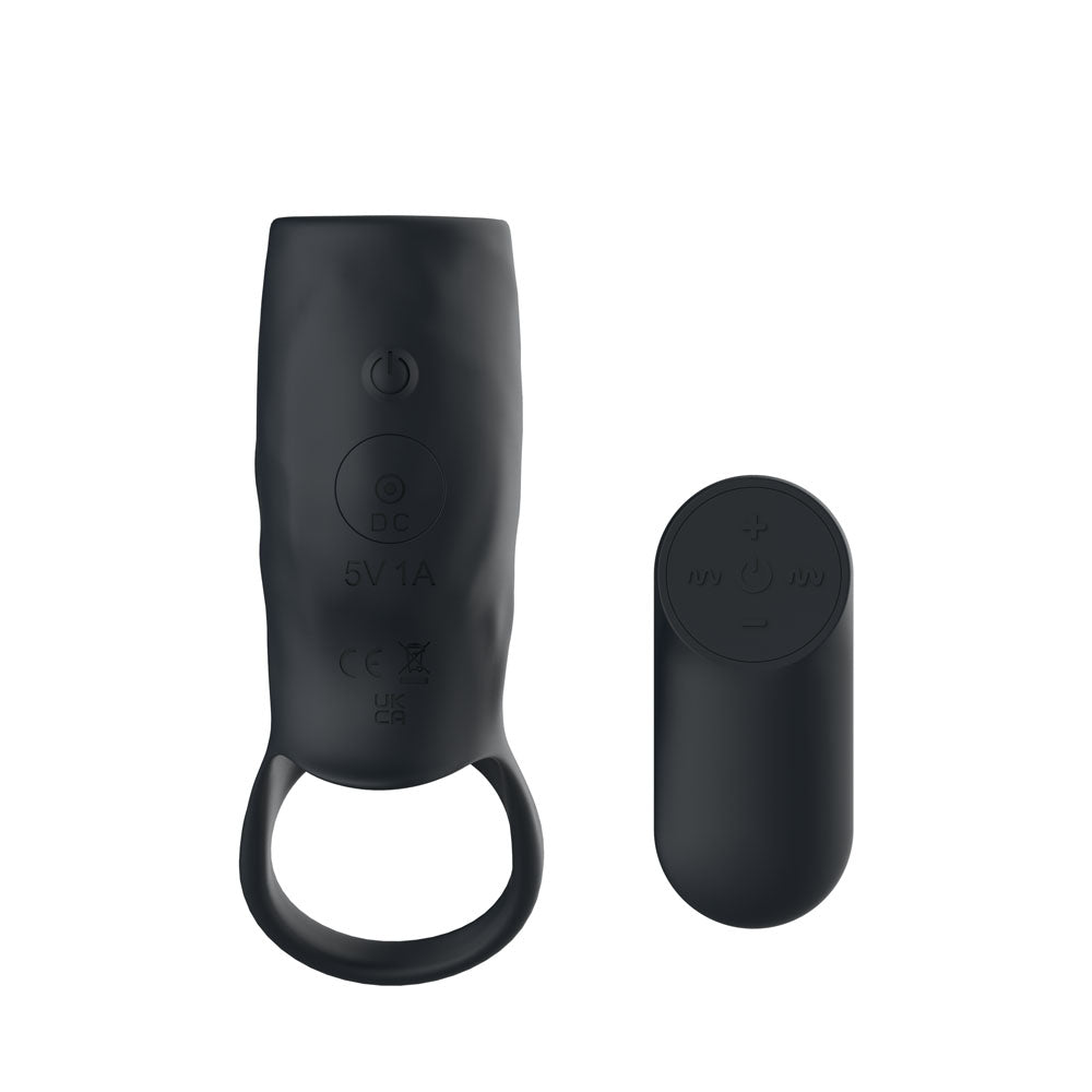 Passion Play Vibrating Cockring Sleeve Black Usb Rechargeable Vibrating Penis Sleeve With Wireless Remote