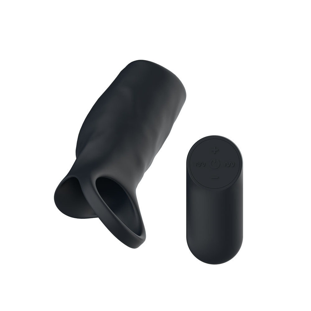 Passion Play Vibrating Cockring Sleeve Black Usb Rechargeable Vibrating Penis Sleeve With Wireless Remote