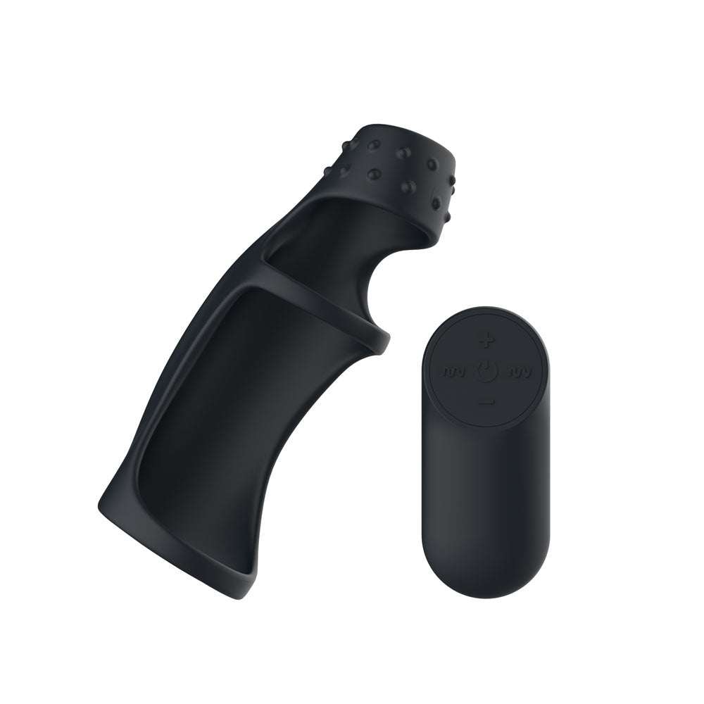 Passion Play Vibrating Cockring Sleeve Black Usb Rechargeable Vibrating Penis Sleeve With Wireless Remote