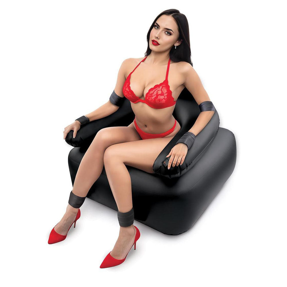 Whipsmart Inflatable Bondage Chair Black Inflatable Chair With 6'' Vibrating Dong