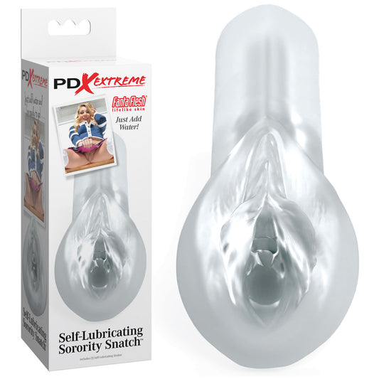 Pipedream Extreme Toyz Self Lubricating Sorority Snatch Clear Clear Vagina Stroker