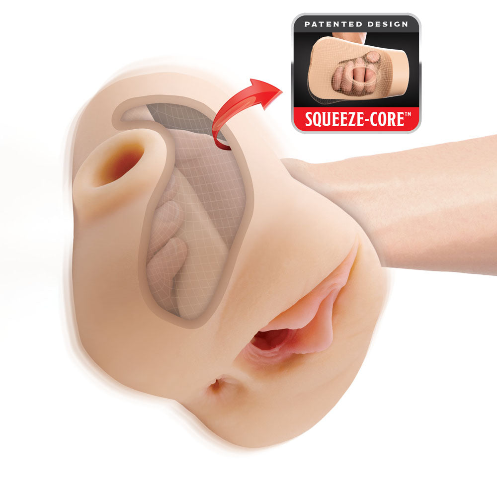 Pdx Plus Double Pounder Vibrating Squeeze Stroker Flesh Flesh Usb Rechargeable Vibrating Vagina Stroker